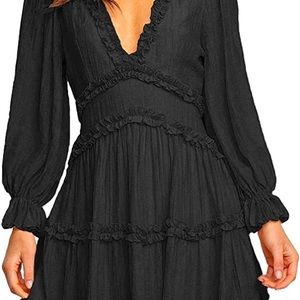 Never Worn Ruffled Open Back Black Dress Size XL